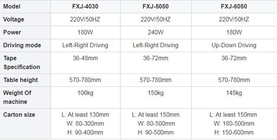 APPAREL FXJ-4030 FXJ-6050 FXJ-5050 반자동 카튼 박스 포장 밀폐 기계 케이스 밀폐