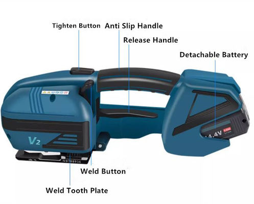 14.4V 13-16mm PP/PET 벨트 380x130x130mm의 펀들 케이블에 대한 수동으로 작동되는 스트랩링 도구
