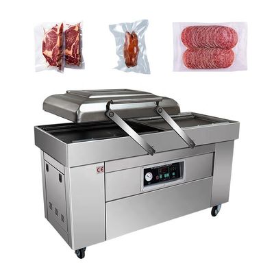 쇠고기 스테이크 플라스틱 포장 40m3/h 펌프 속도 수직 듀얼 챔버 진공 포장기